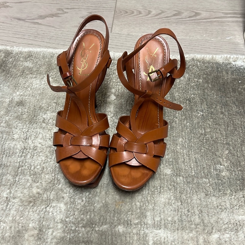 Ysl brown platform high heel